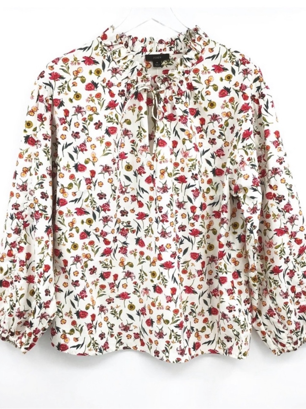 J Crew Scalloped Tie-Neck Top in Vintage Floral Size Medium